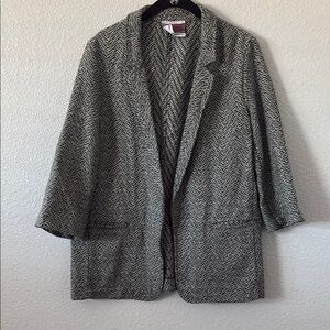 Gray and Black Herringbone Blazer